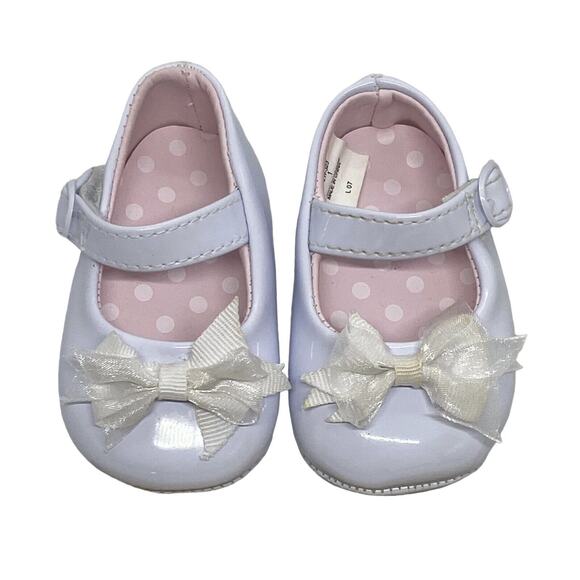 Baby Deer Girl's White Patent Skimmer Crib Shoes 1M Infant Hook & Loop Closure - Picture 14 of 14